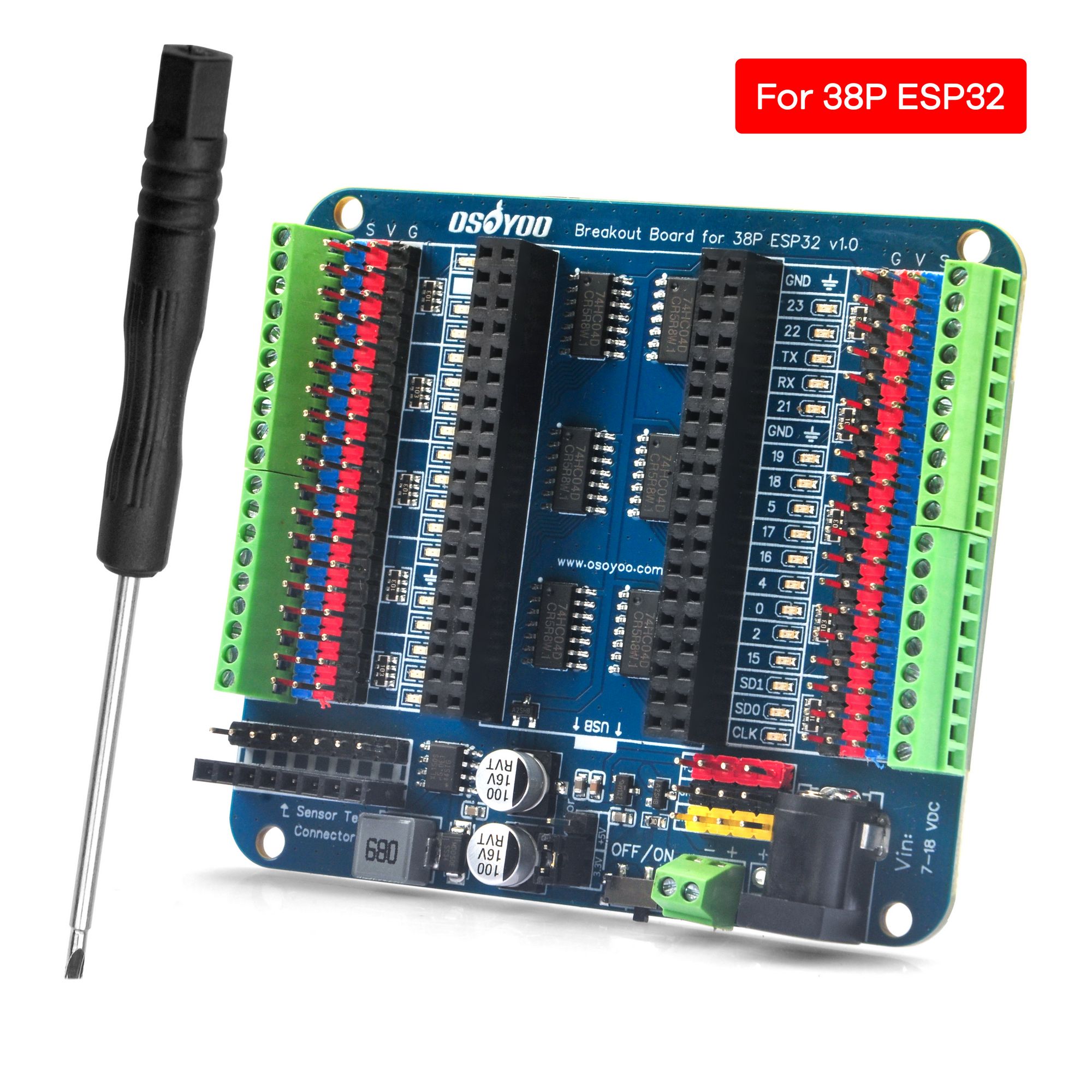Nodemcuv2 - Placa de Conexão OSOYOO para ESP32-WROOM/WROVER